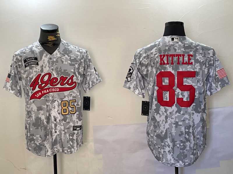 Mens San Francisco 49ers #85 George Kittle Arctic Camo 2024 Salute to Service Stitched Baseball Jerseys